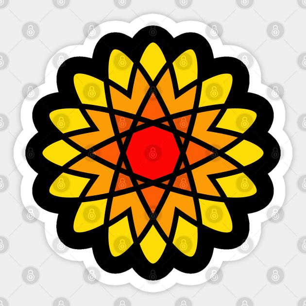 Orange Atom Flower - Sunshine Sticker by ArtsoftheHeart